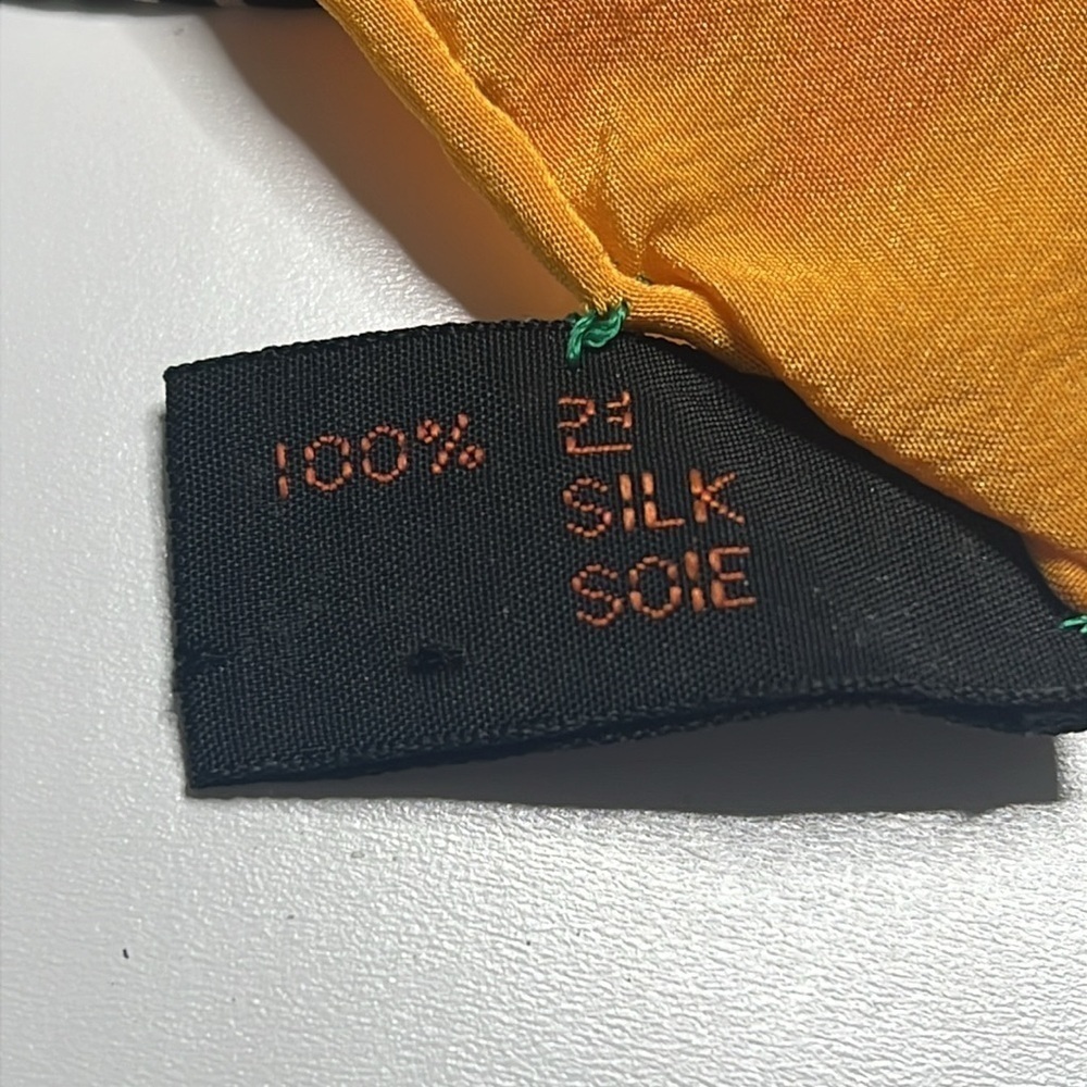 Yves Saint Laurent YSL Vintage 30” Color Block Silk Scarf with Rolled Edges - Picture 6 of 6